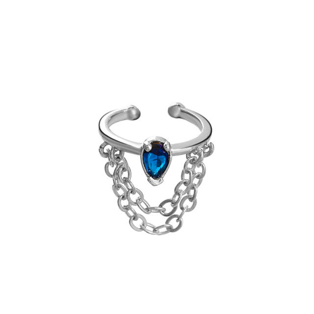 Metal chain drop CZ ear cuff