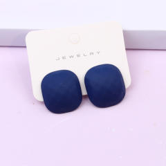 Concise candy color square shape ear match ear studs