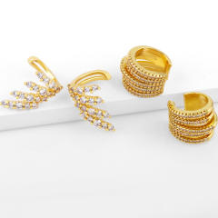 Diamond angel wing clip on earrings