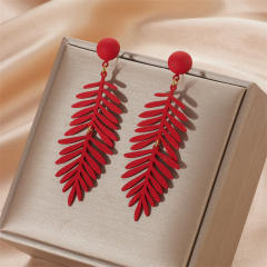 Color acrylic leaf dangle earrings for summer