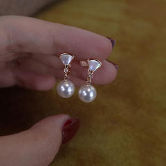 Pearl clip on earrings drop earrings