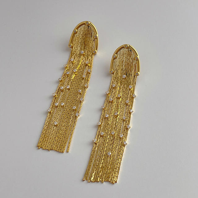 S925 needle 18KG chain tassel earrings