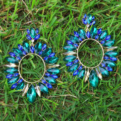 Luxury color glass crystal statement dangle earrings