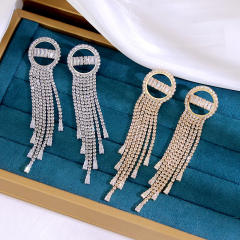 Vintage rhinestone tassel long wedding earrings