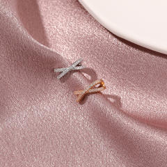 Diamond rhinestone X ear cuff