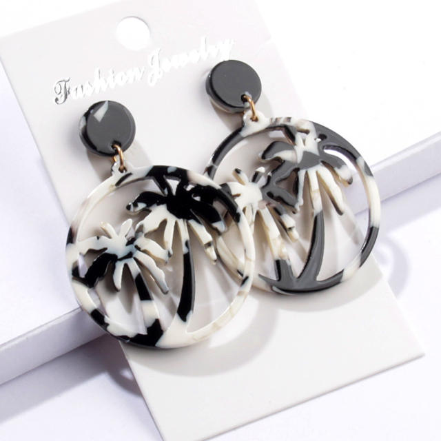 Creative summer coconut acetate plate round earrings