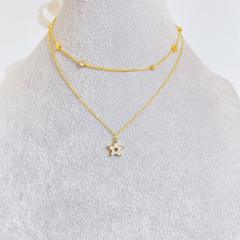 Two layer tiny heart dainty stainless steel necklace