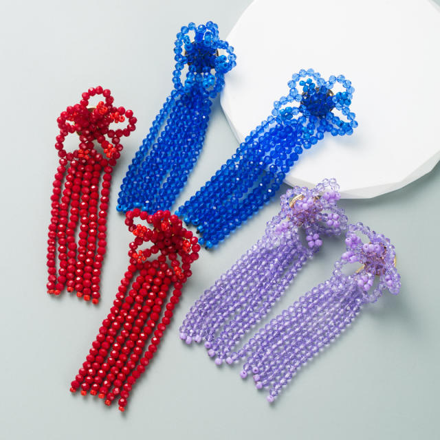 Boho color beads tassel earrings