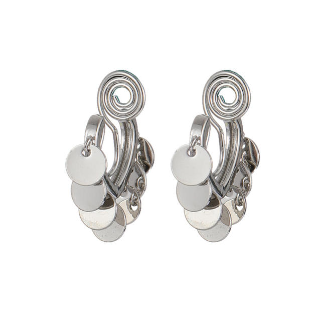 Tassel heart clip on earrings