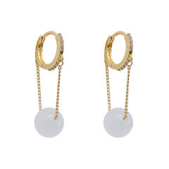 Pearl charm tassel chain clip on earrings dangle earrings