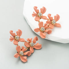 Boho color flower triangle shaped ear studs