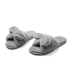 Fluffy bunny ear slippers