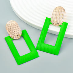 INS geometric spray paint square earrings