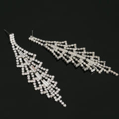 Luxury rhinestone pave setting long earrings