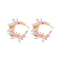 Summer design handmade beaded hoop earrings