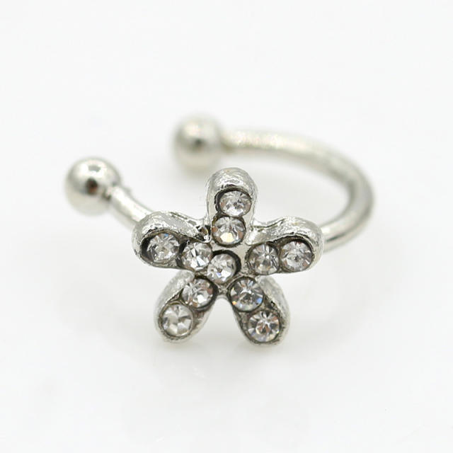 U shape diamond bow ear cuff