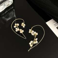 Elegant pearl beaded ear wrap