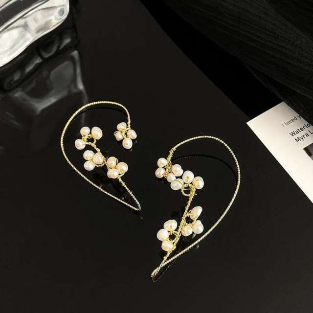Elegant pearl beaded ear wrap