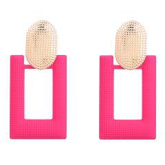 INS geometric spray paint square earrings