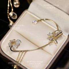 Tiktok cubic zircon butterfly tassel ear wrap