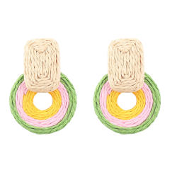 Summer design colorful straw ring earrings