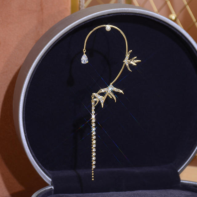 Korean fashion cubic zircon tassel ear wrap