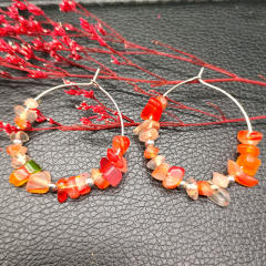 Natural crystal boho hoop earrings
