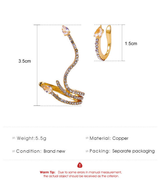 Rhinestone alloy ear cuff 2 pcs set