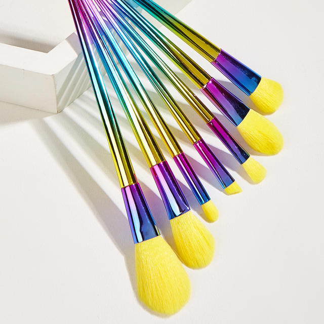 7pcs yellow color makeup brushes set
