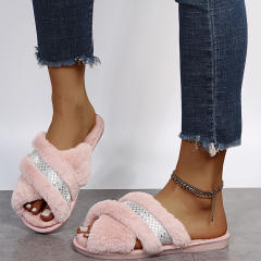 Fluffy flat slippers