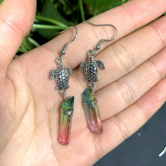 Boho cute turtle crystal dangle earrings