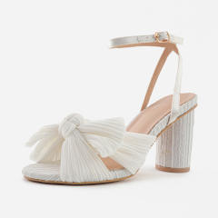 Elegant bow block heels sandals