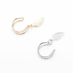 Leaf charm hollow ear cuff