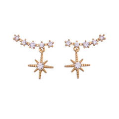 Diamond star drop earrings clip on earrings
