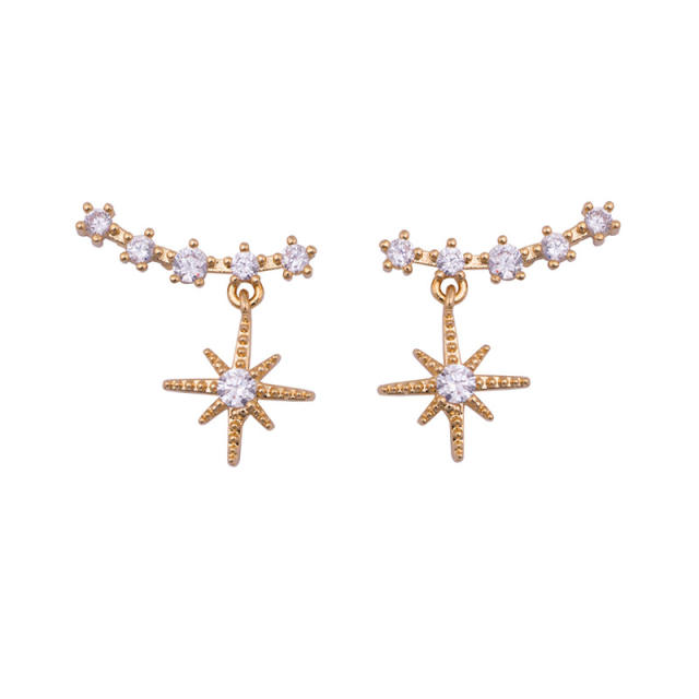 Diamond star drop earrings clip on earrings