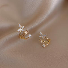 Cubic zirconia diamond butterfly ear cuff