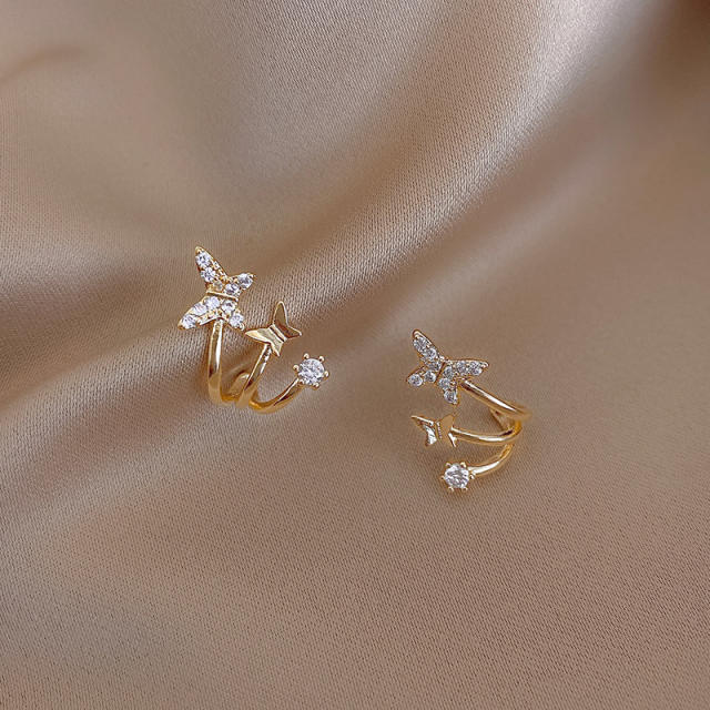 Cubic zirconia diamond butterfly ear cuff