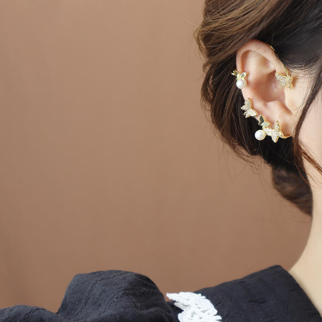Delicate pave setting butterfly ear wrap