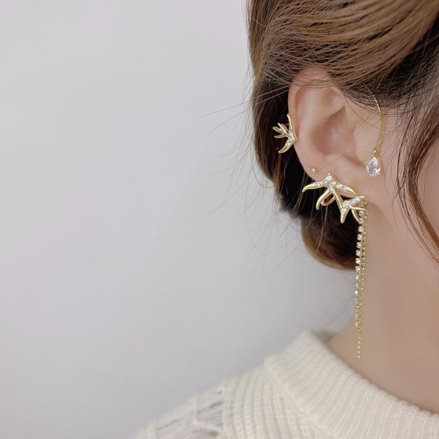 Korean fashion cubic zircon tassel ear wrap