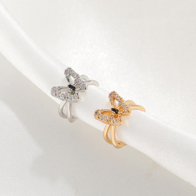 Hollow butterfly diamond ear cuff