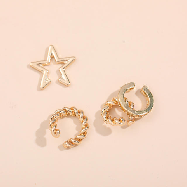 Five-pointed star alloy ear cuff 4 pcs set