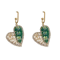 925 needle cubic zircon pave setting heart dangle earrings