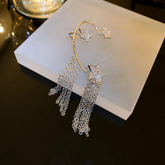 Diamond star chain tassel ear wrap