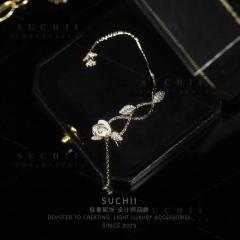Personality diamond rose flower ear wrap