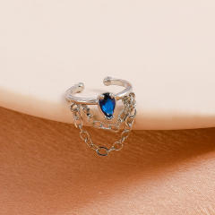 Metal chain drop CZ ear cuff