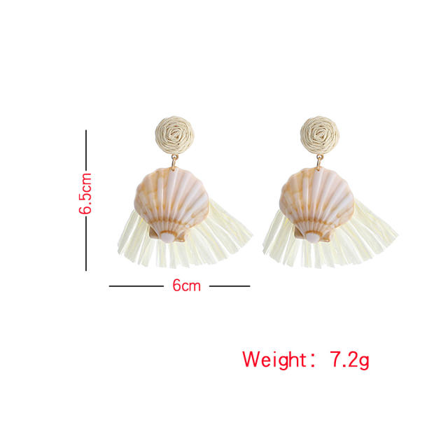 Boho fan shape shell earrings for women