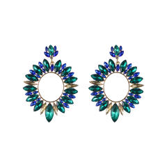 Luxury color glass crystal statement dangle earrings