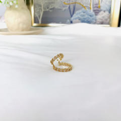 Cubic zirconia diamond double layer ear cuff