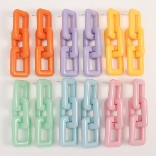 Colorful acrylic chain dangle earrings