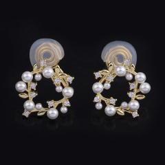 Pearl beaded ring clip on earrings